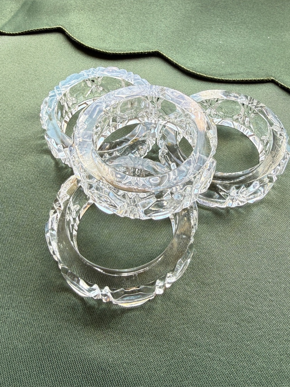 Clear Crystal-Effect Napkin Rings - Set of 4
